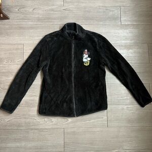 Disney Store Fleece Full Zip Minnie Mouse Embroidered Patch Sweatshirt Size M